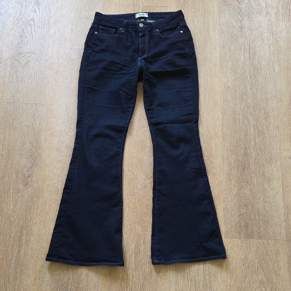 PAIGE Dark Indigo High Rise Bell Canyon Flare Leg Sz 28